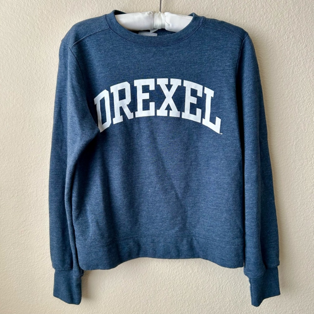 Sweatshirt Crewneck Drexel University Blue White Logo by RedShirt Size Small - Picture 13 of 13